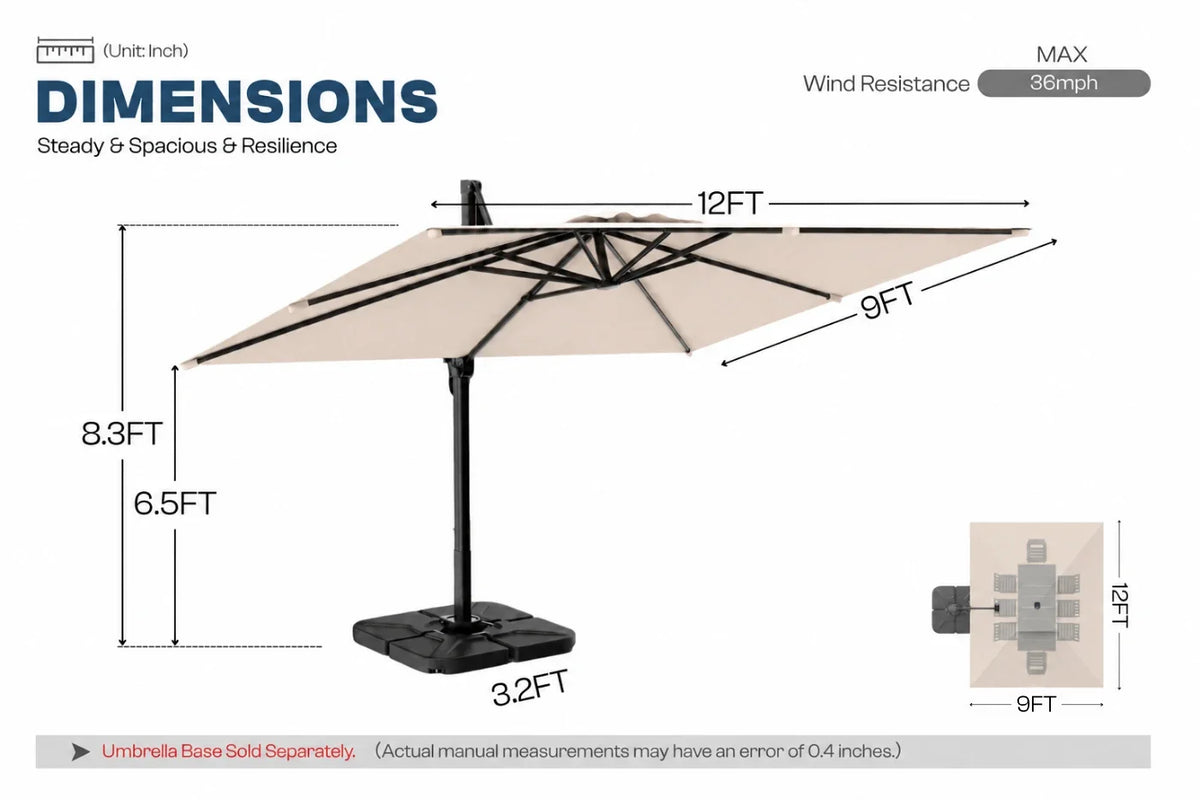 Rectangular Cantilever Umbrella — product view 3