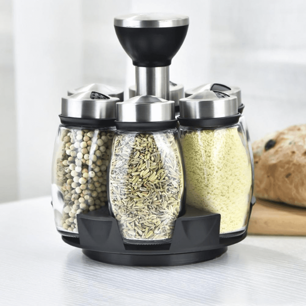 LoungeYard | Smart Rotating Stainless Steel Glass Seasoning Set — product view 4