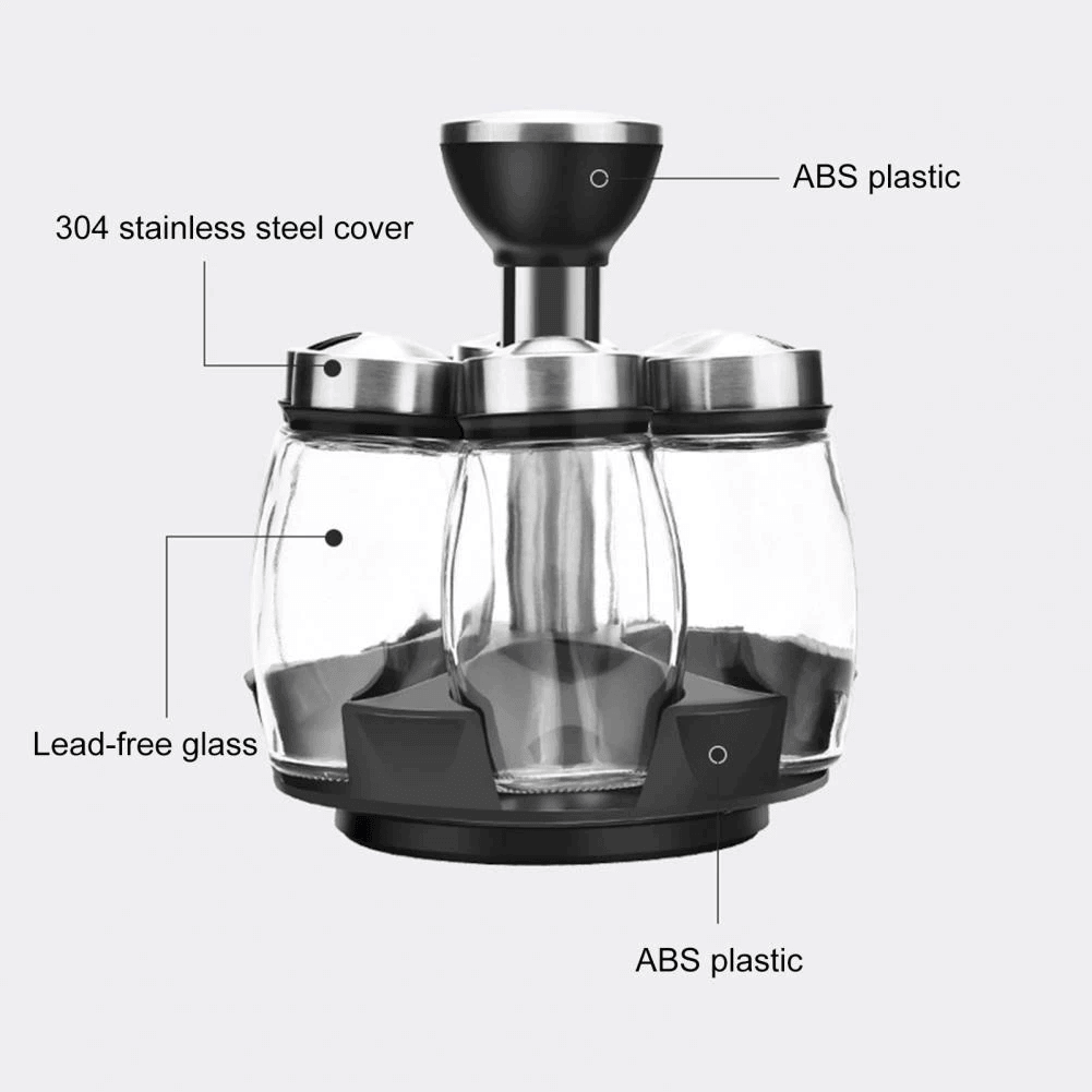LoungeYard | Smart Rotating Stainless Steel Glass Seasoning Set — product view 5