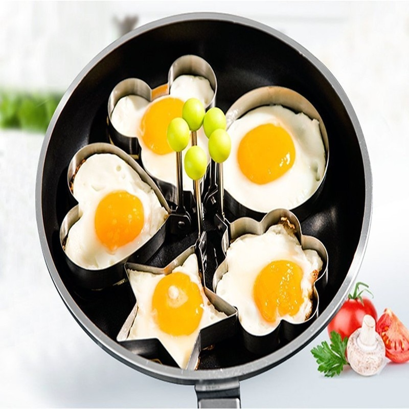 LoungeYard | 5pcs/set Stainless steel Fried Egg Mold Pancake Rings — product view 2