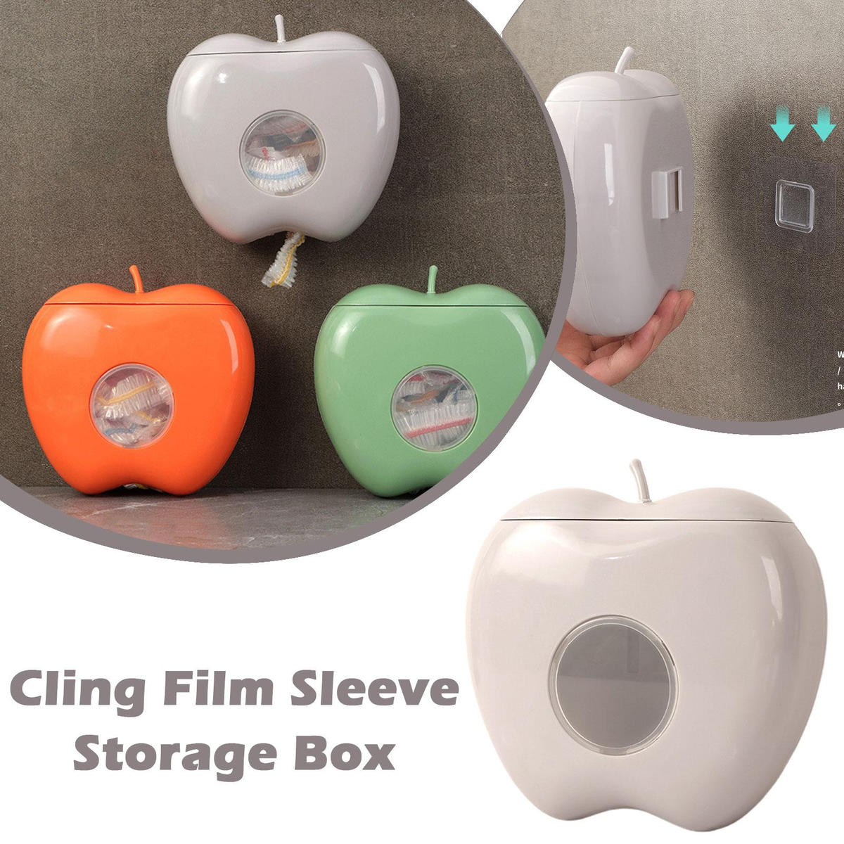 LoungeYard | Apple Shaped Wall Mounted Disposable Plastic Wrap Container — product view 4