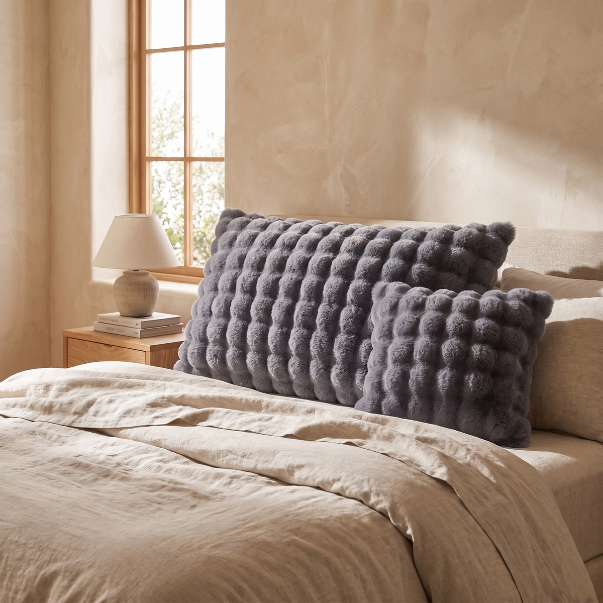 Rabbit Faux Fur Pillow, Double-Lined, Soft — product view 1