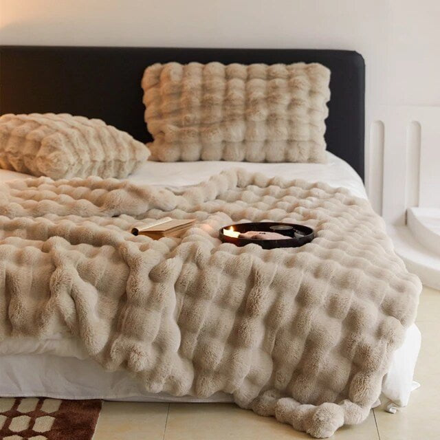 Rabbit Faux Fur Throw Blanket, Double-Lined — product view 6