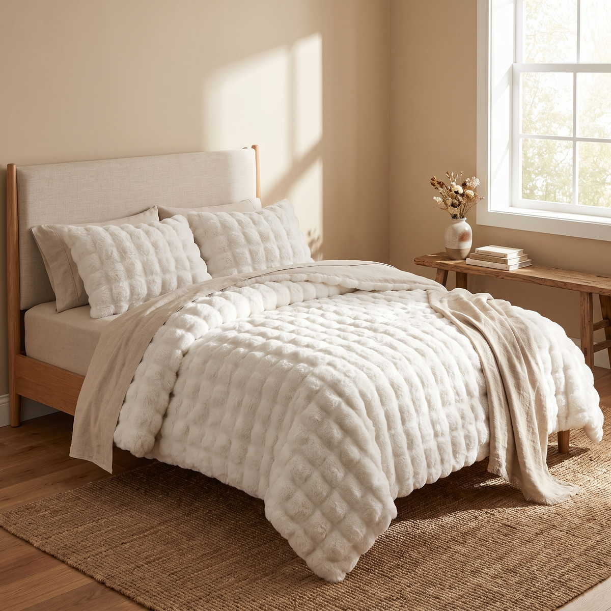 Rabbit Faux Fur Throw Blanket, Double-Lined — product view 1