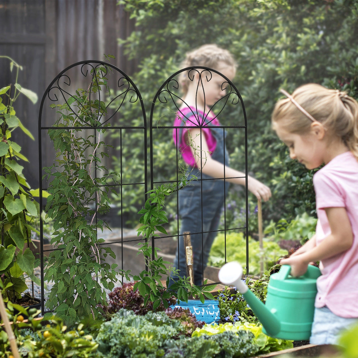 2 Pack Metal Garden Trellis Panels, 20" x 47", Black — product view 4