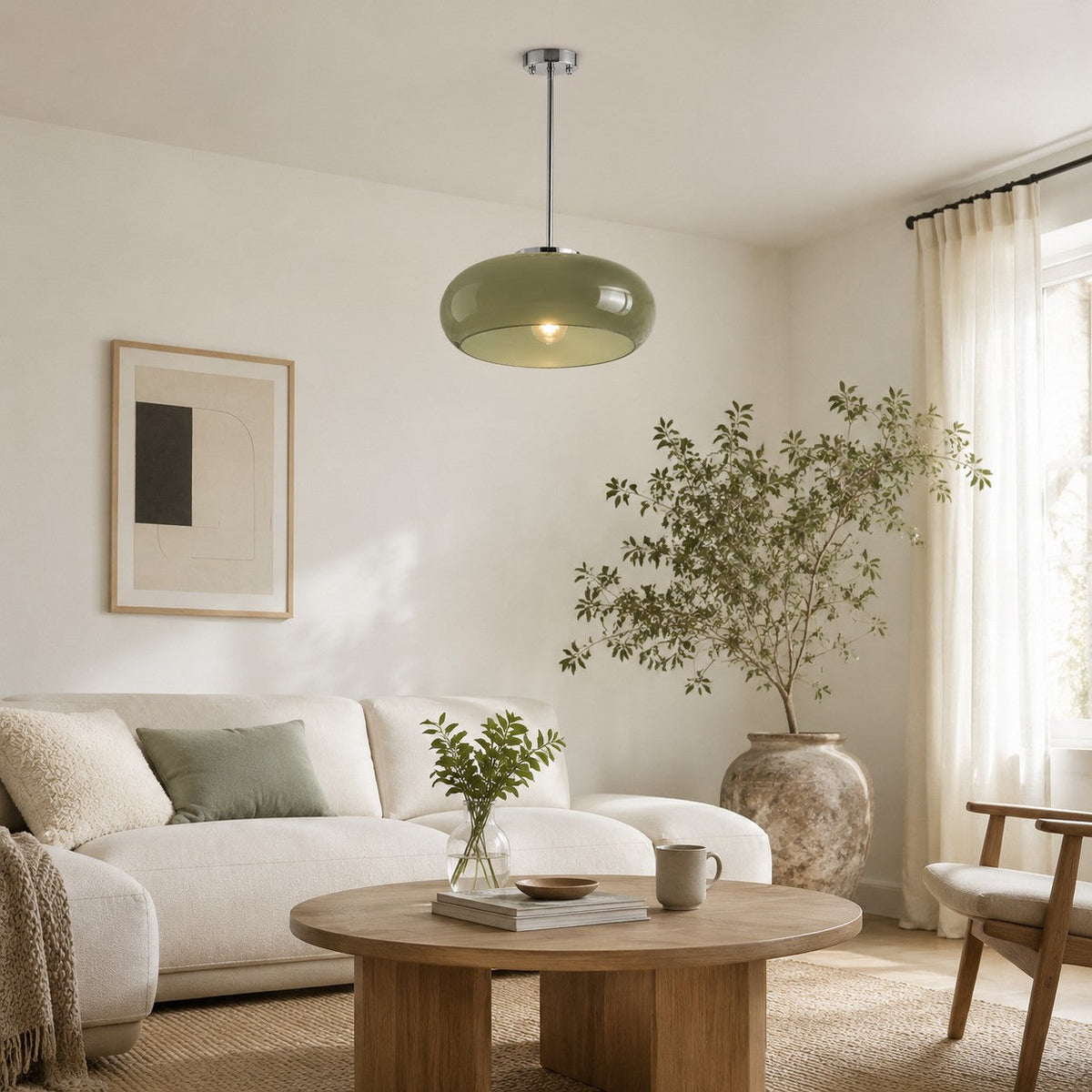 Retro Bauhaus Glass Disc Ceiling Light, Brass — product view 4