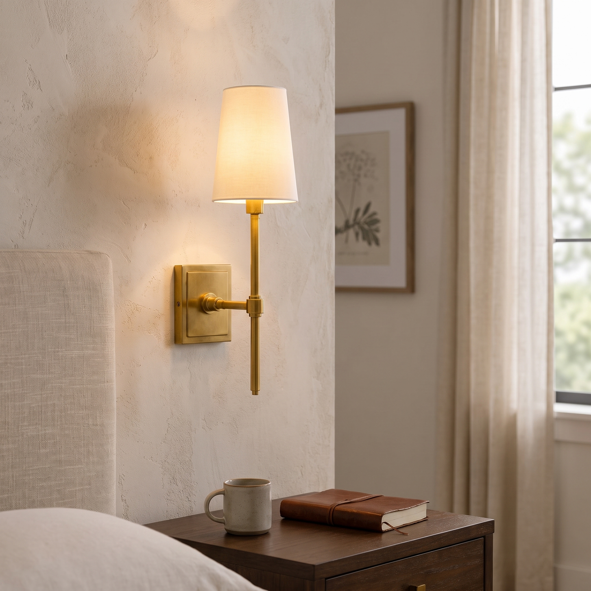Rowan Linen Drum Wall Lamp, 1 to 3 Heads — product view 1