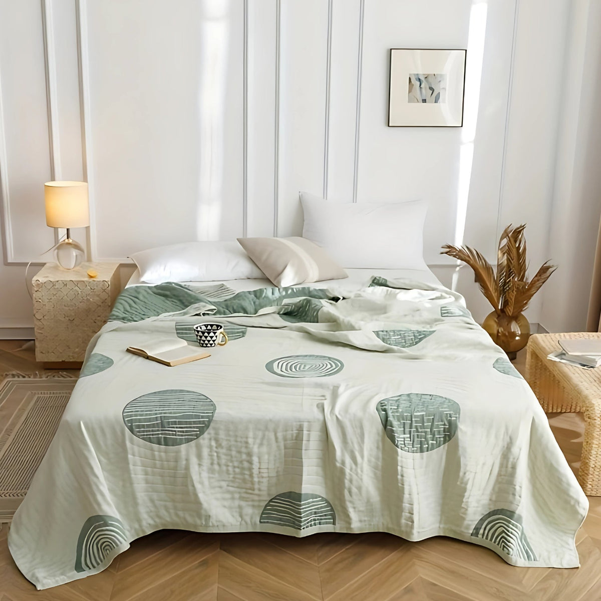 LoungeYard | Zen Round Pattern Lightweight Cotton Blanket — product view 1