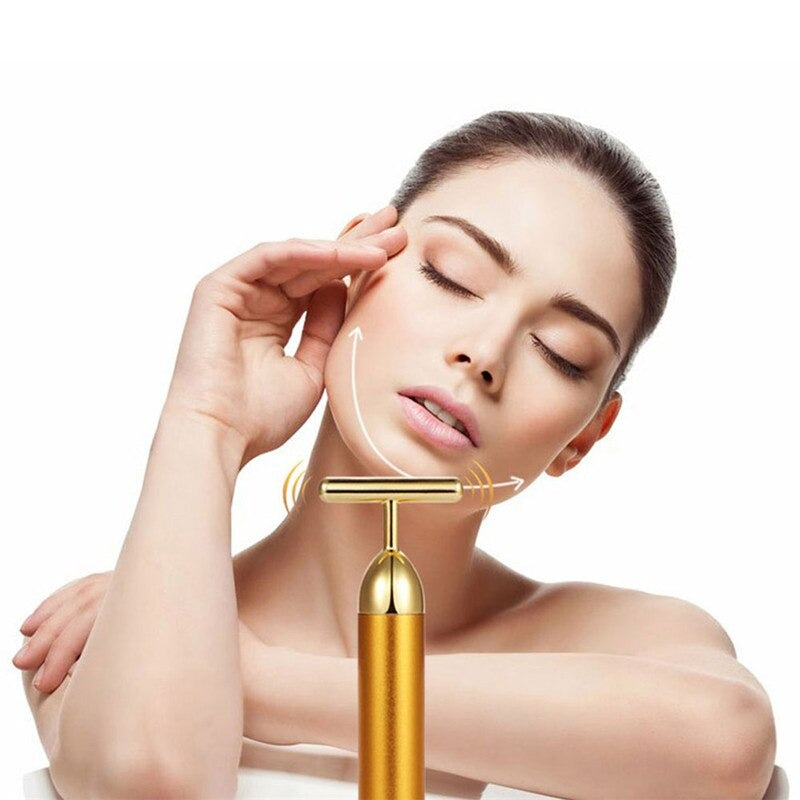 LoungeYard | Energy 24K Gold T Beauty Bar Facial Roller Massager — product view 4