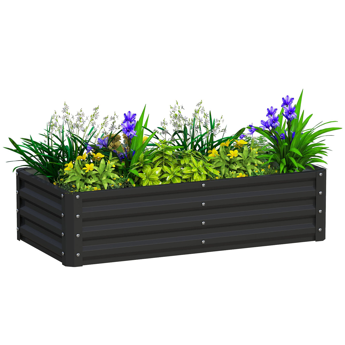 4' x 2' x 1' Galvanized Raised Garden Bed for Vegetables, Black — product view 1