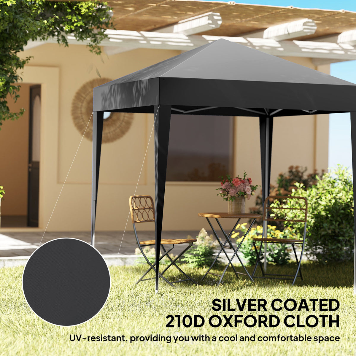 6.6' x 6.6' Pop-Up Canopy Tent with Sidewalls and Carry Bag, Black — product view 7