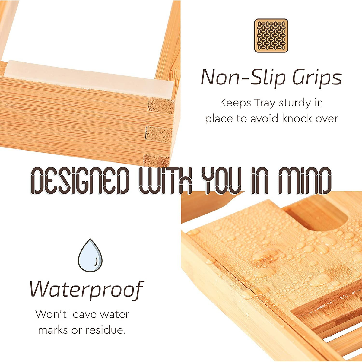 Premium Bamboo Extendable Bathtub Tray LoungeYard — product view 5