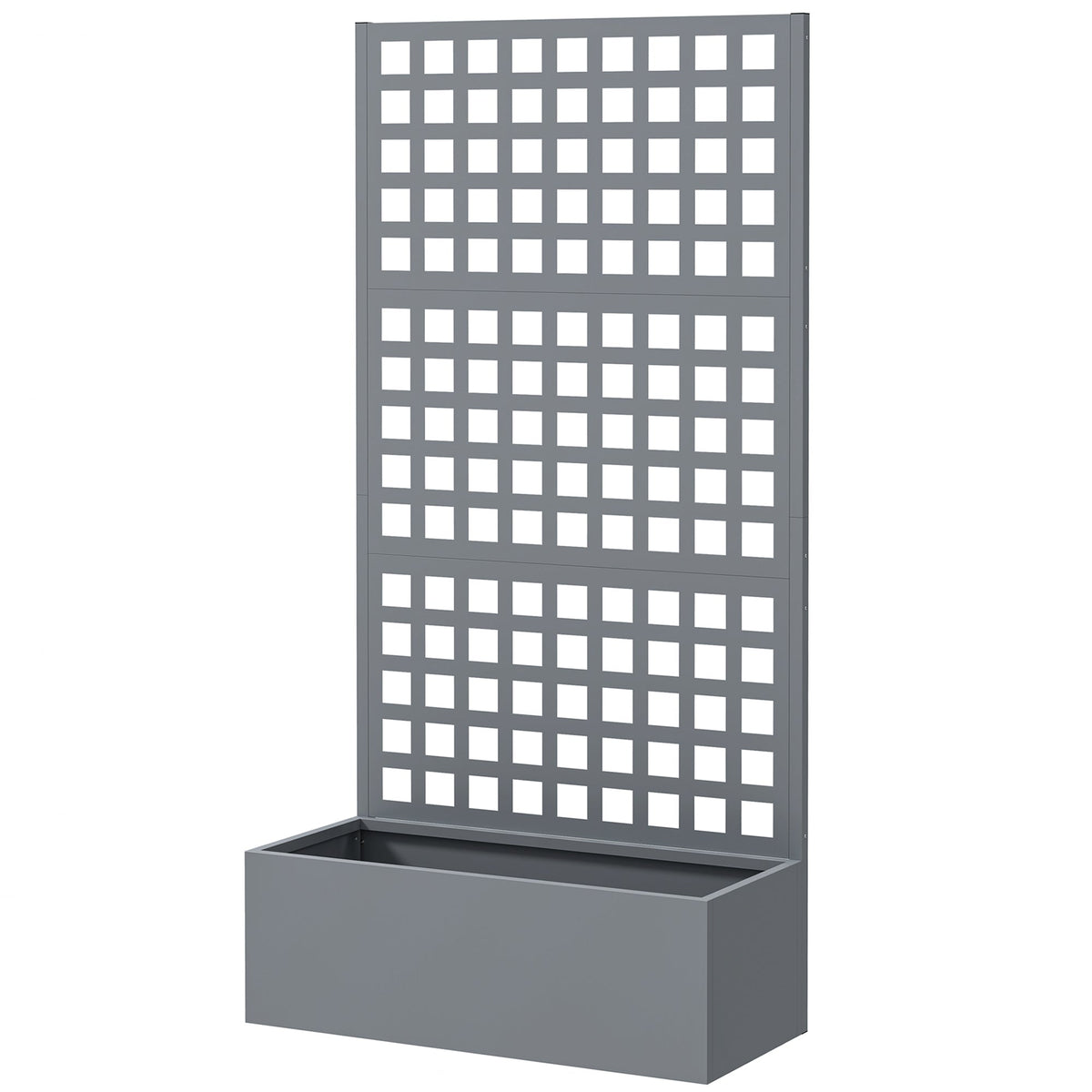 Galvanized Raised Garden Bed with Trellis, 35" x 16" x 70", Gray — product view 2