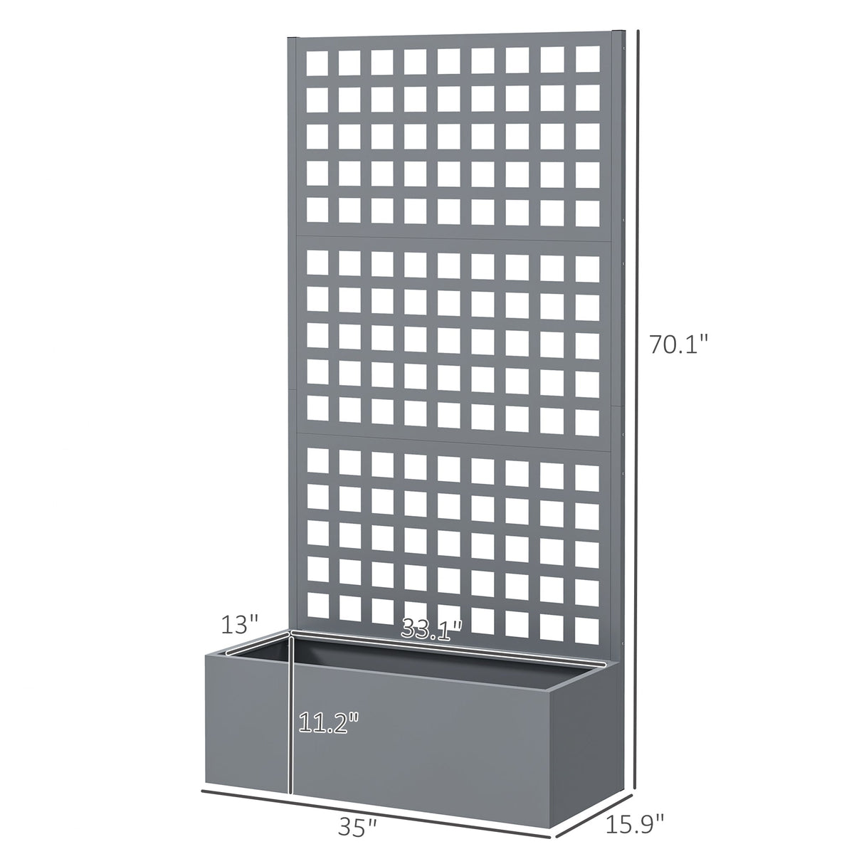 Galvanized Raised Garden Bed with Trellis, 35" x 16" x 70", Gray — product view 5