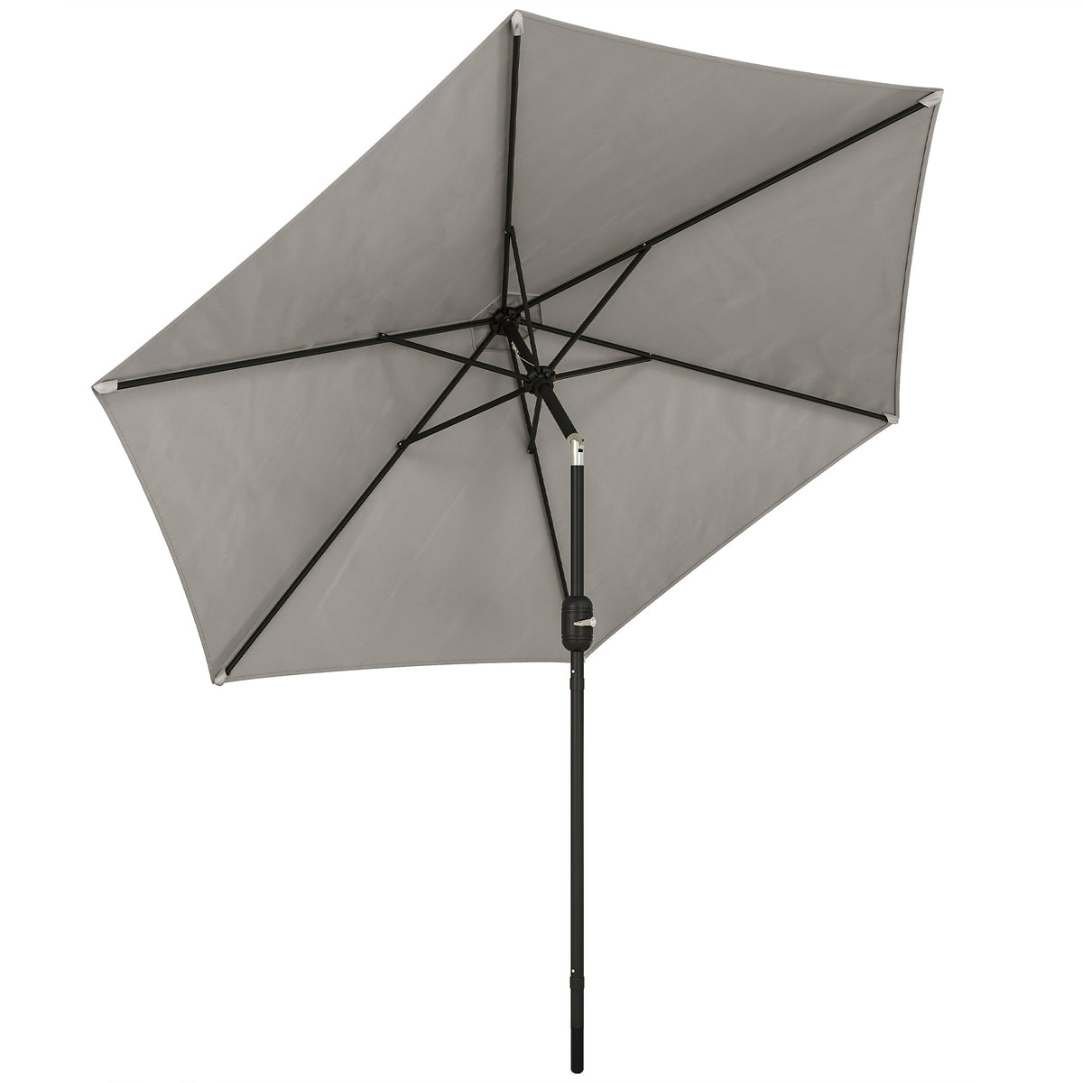 2.6 m Garden Parasol with Tilt, Crank, Vent & Aluminium Pole, Light Grey — product view 1