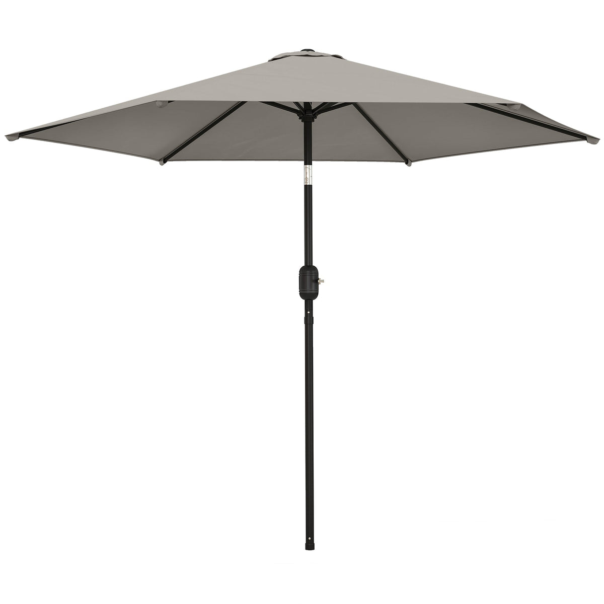 2.6 m Garden Parasol with Tilt, Crank, Vent & Aluminium Pole, Light Grey — product view 2