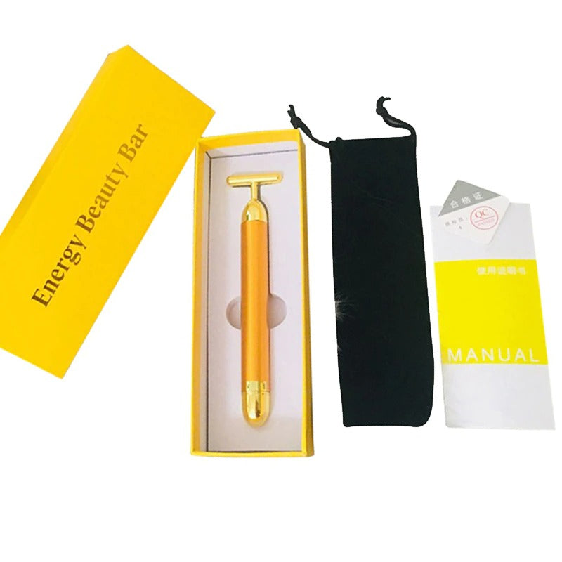 LoungeYard | Energy 24K Gold T Beauty Bar Facial Roller Massager — product view 6