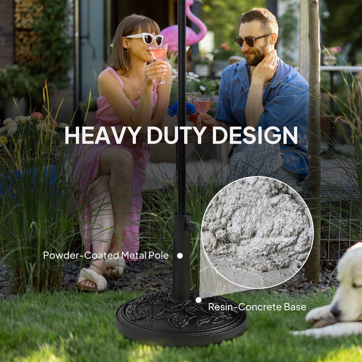 46 lbs Round Patio Umbrella Base with Wheels, Black — product view 7