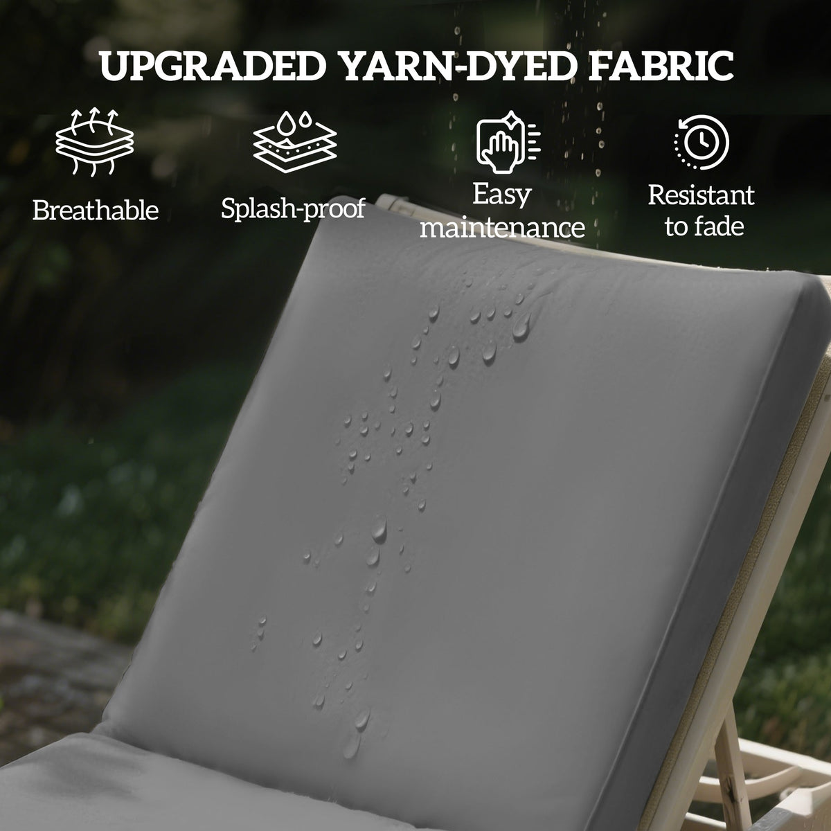 2-Piece Chaise Lounge Cushions, 72" x 21" x 3", Gray — product view 6