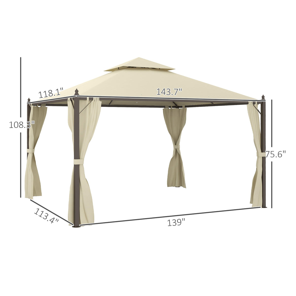 10' x 12' Steel Patio Gazebo with Privacy Curtains — product view 5