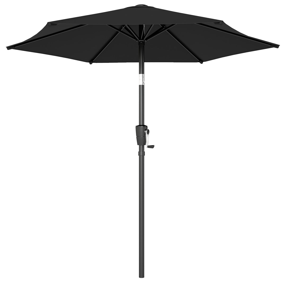 2 m Garden Parasol with Crank Handle, Tilt Function & UV30+, Black — product view 2