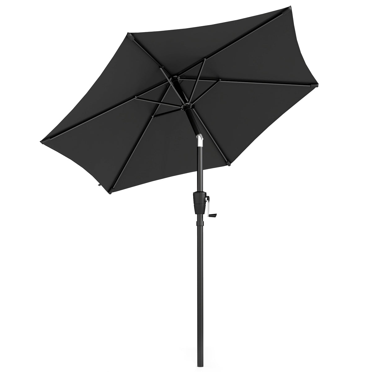 2 m Garden Parasol with Crank Handle, Tilt Function & UV30+, Black — product view 1