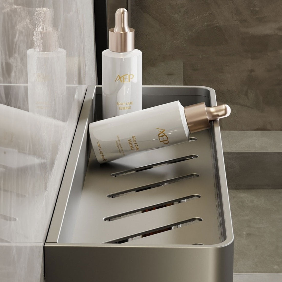 LoungeYard | Modern Grey Bathroom Shelf – Stylish Wall-Mounted Storage with Optional Towel Rail — product view 4
