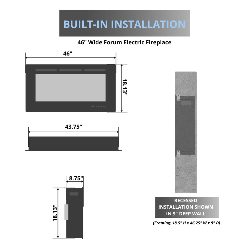 Simplifire Forum Built-In Outdoor Heatless Electric Fireplace (SF-OD43/SF-OD55) — product view 7