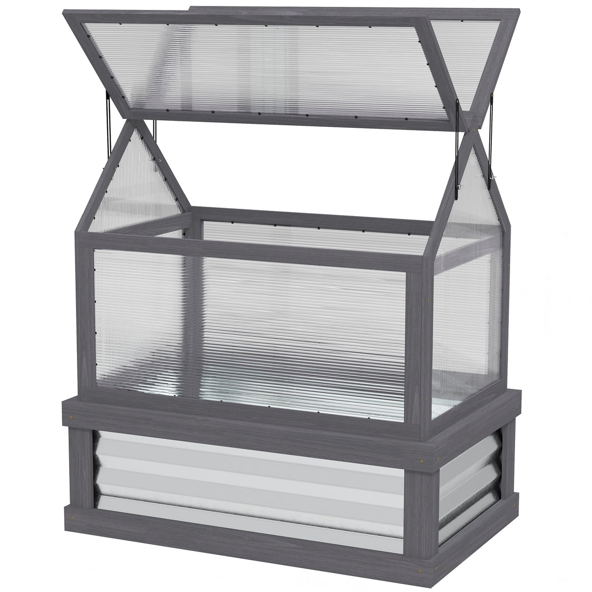 35.5" x 22.5" x 38.25" Raised Garden Bed Greenhouse, Gray — product view 2