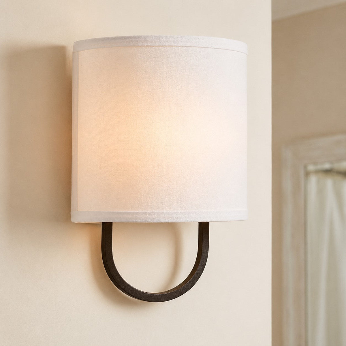 Nolvara Fabric Drum Wall Sconce, Brass Frame — product view 7
