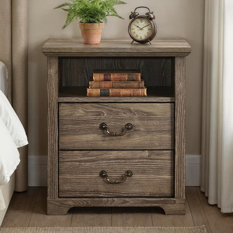 Amble Rustic Dark Grey 2-Drawer Nightstand – SL7200DG-N — product view 1