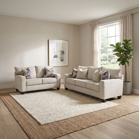Harrow Linen Beige Fabric Sofa and Love Seat Set – SM6098-2PC — product view 1
