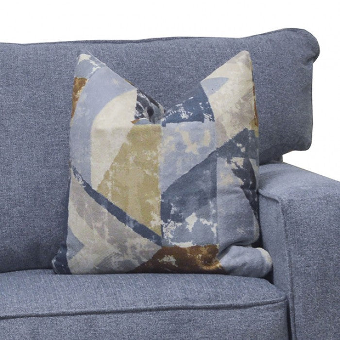 Thame Denim Blue Fabric Sofa and Love Seat Set – SM6099-2PC — product view 3