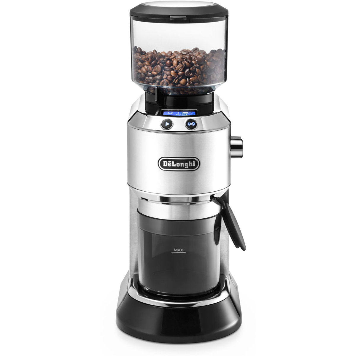 Dedica Conical Burr Grinder with Portafilter Attachment, 6.9 x 11.2 x 18.1 inches, Silver — product view 6