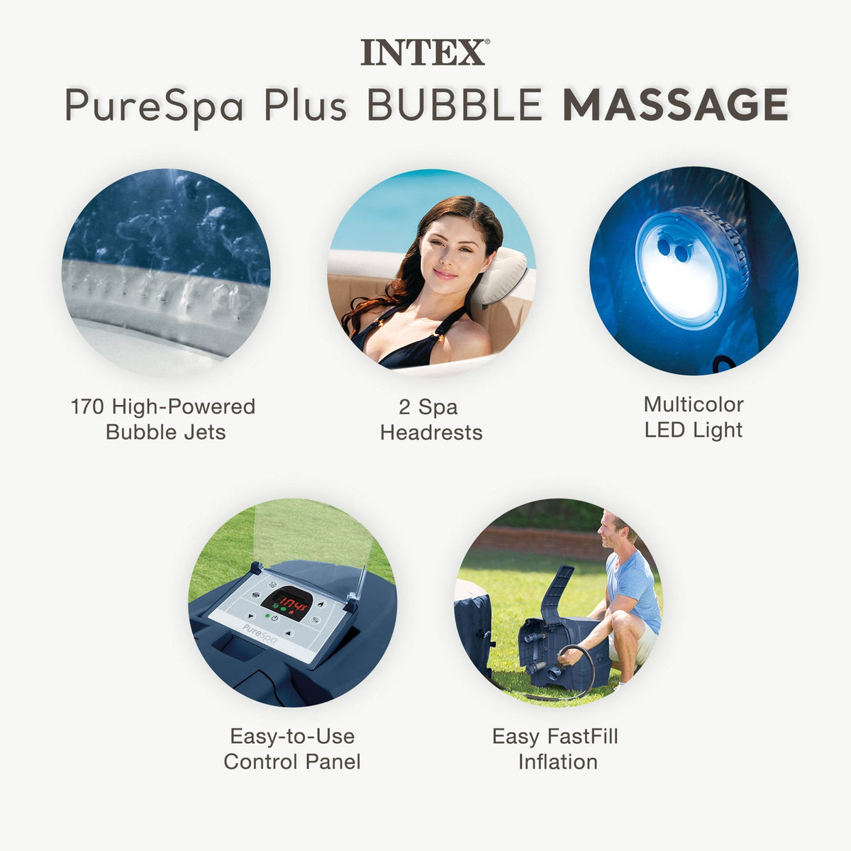 110 Volt 6 Person 170 - Jet Vinyl Round Inflatable Hot Tub — product view 7