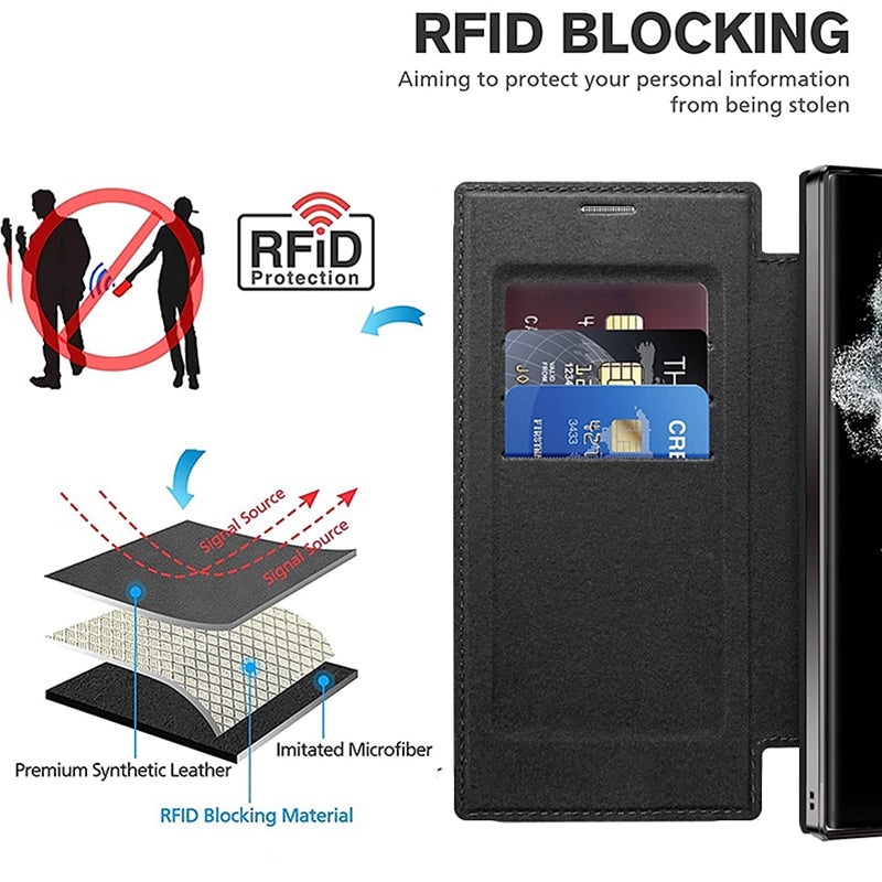 Magnetic Samsung Flip Case | Leather Look with Card Slot — product view 7