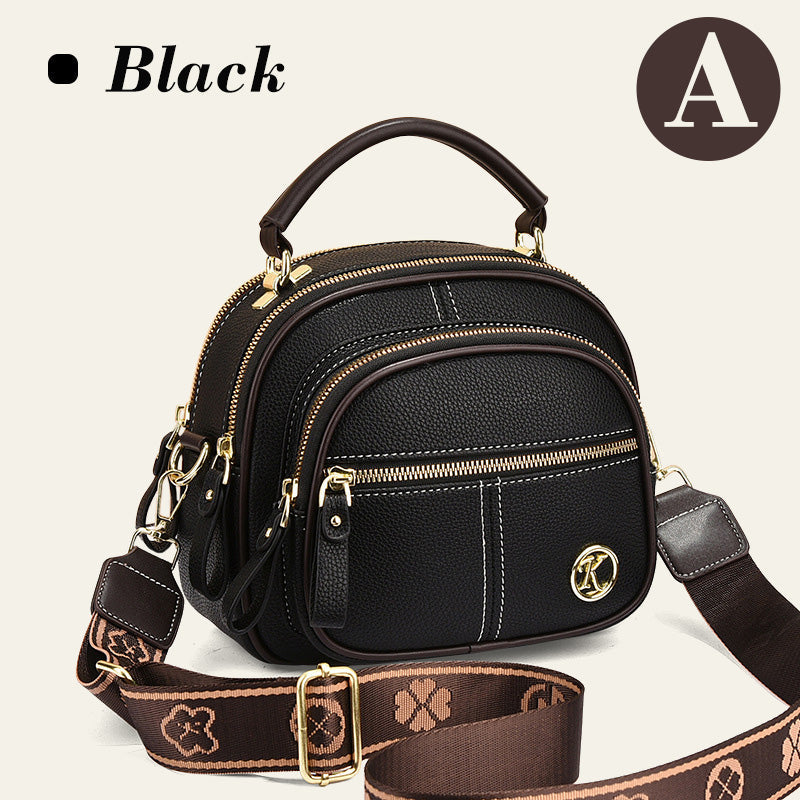 LoungeYard | Classic multi-room adjustable wide strap PU leather crossbody bag — product view 1