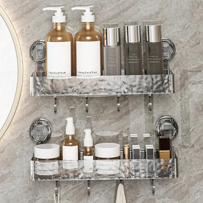 LoungeYard | Wall-mounted detachable suction cup shelf with hooks — product view 5
