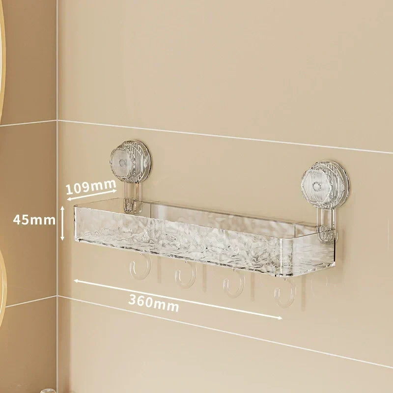 LoungeYard | Wall-mounted detachable suction cup shelf with hooks — product view 7