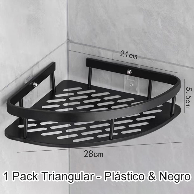 LoungeYard | Corner shower shelf without drilling with hooks — product view 4