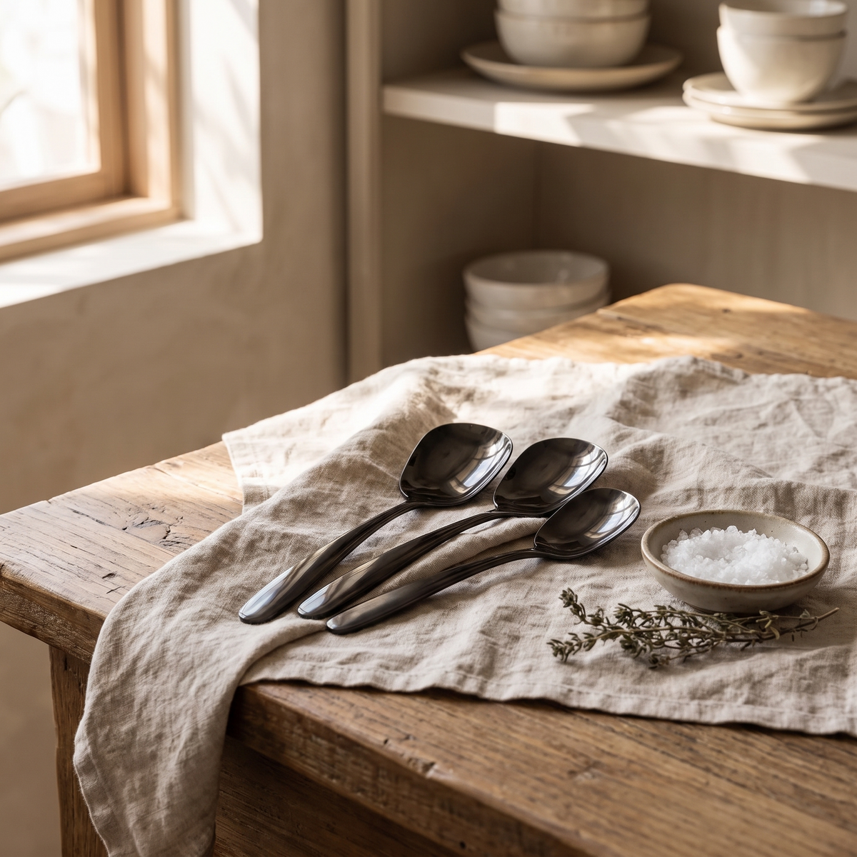 Singapore Serving Spoon Set, 3-Piece Steel — product view 2