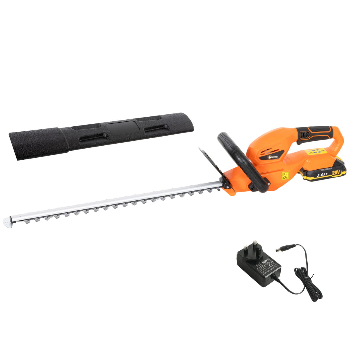20" Cordless Hedge Trimmer with Battery and Charger, Orange — product view 2