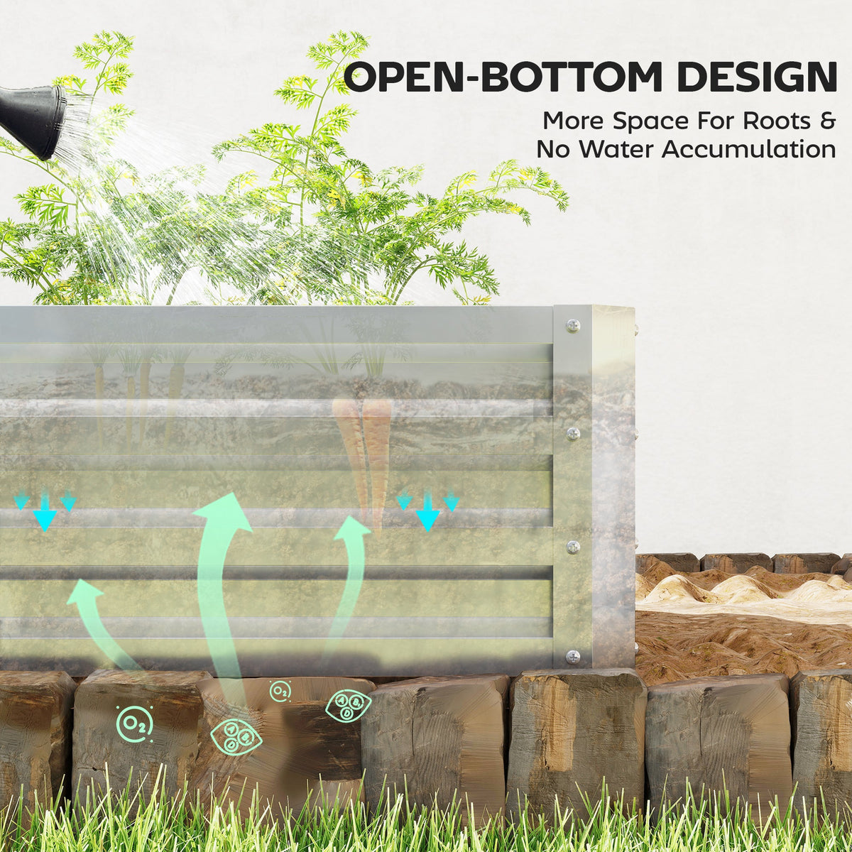 4' x 2' x 1' Galvanized Raised Garden Bed, Silver — product view 7