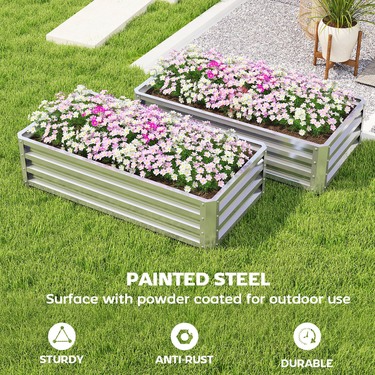 4' x 2' x 1' Galvanized Raised Garden Bed, Silver — product view 6