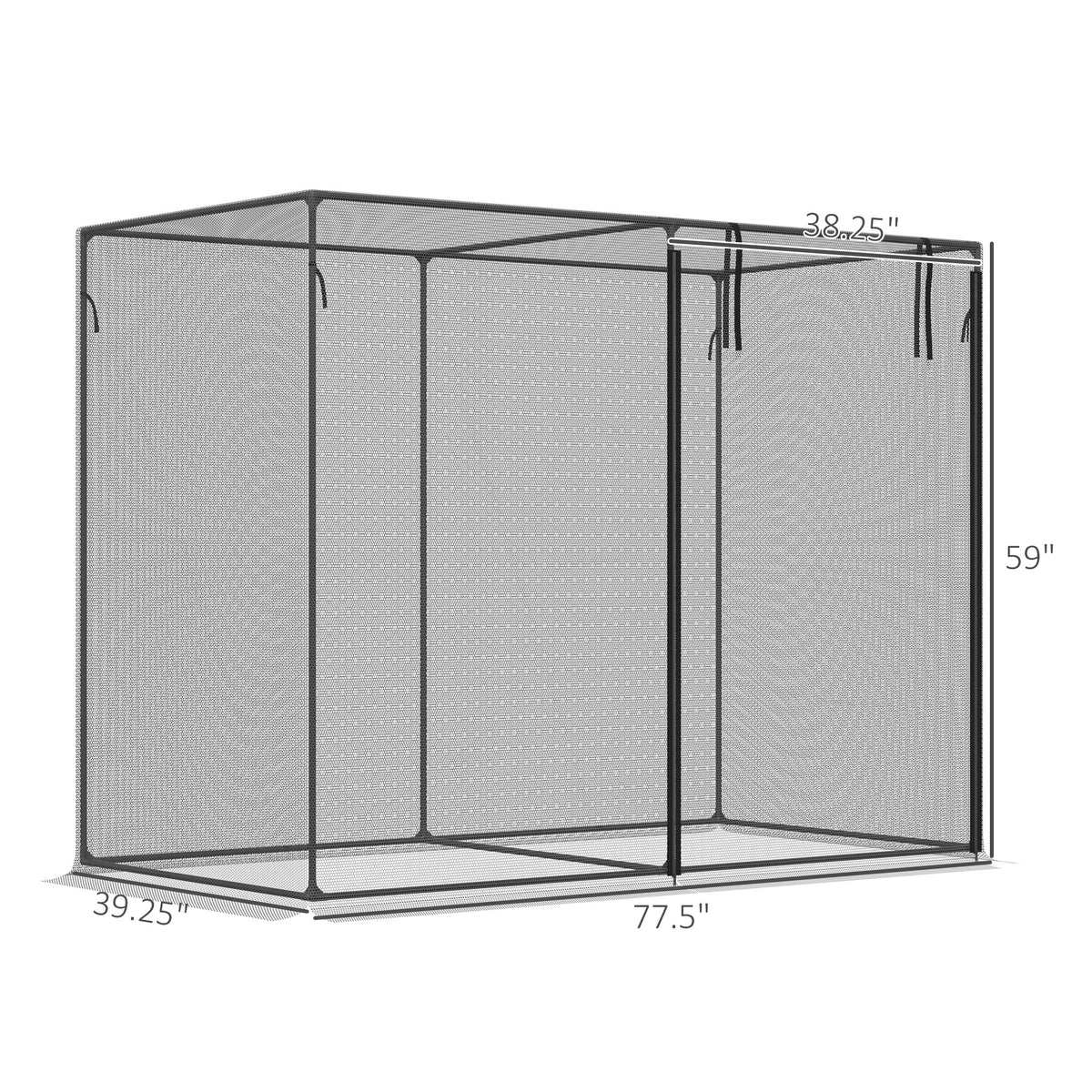 6' x 3' x 5' Crop Cage with Zippered Doors, Black — product view 5