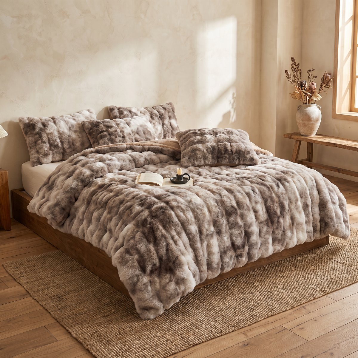 Tie-Dye Rabbit Faux Fur Throw Blanket, Soft — product view 1
