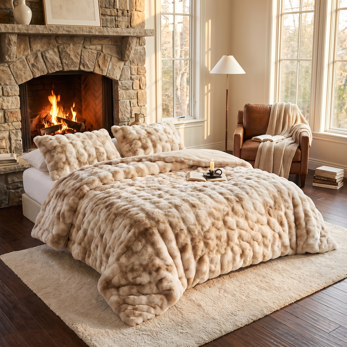 Tie-Dye Rabbit Faux Fur Throw Blanket, Soft — product view 2
