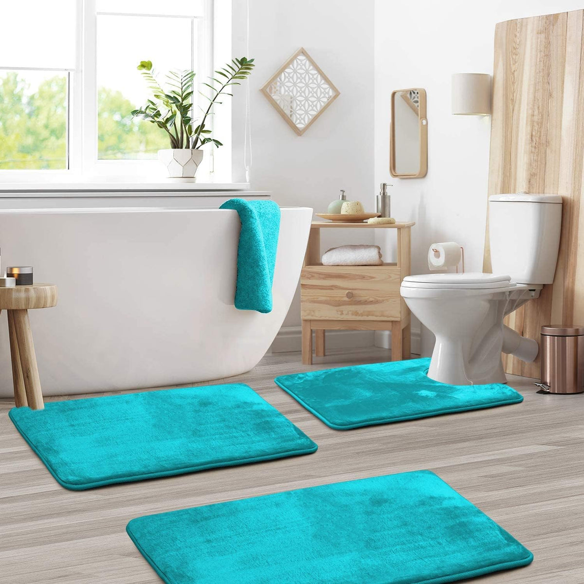 LoungeYard | VelvaLuxe 3-piece Memoryfoam Bath Mat Set – Non-slip, Absorbent and Washable — product view 4