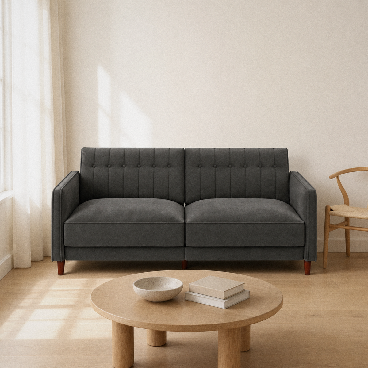 Tessmar Zeca Velvet Square Arm Futon — product view 1