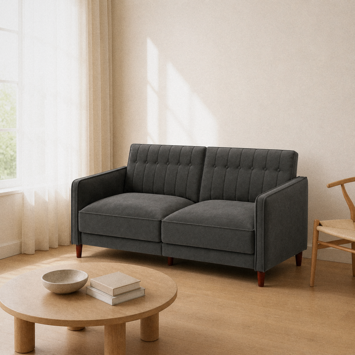 Tessmar Zeca Velvet Square Arm Futon — product view 2